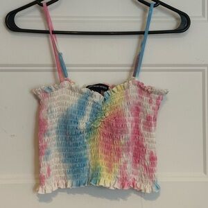 Streetwear Society Multicolor Smocked Crop Top
